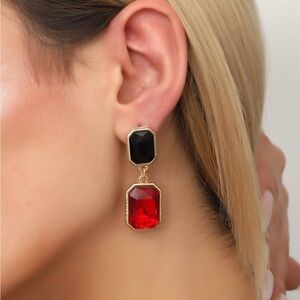Red and Black Drop Earrings